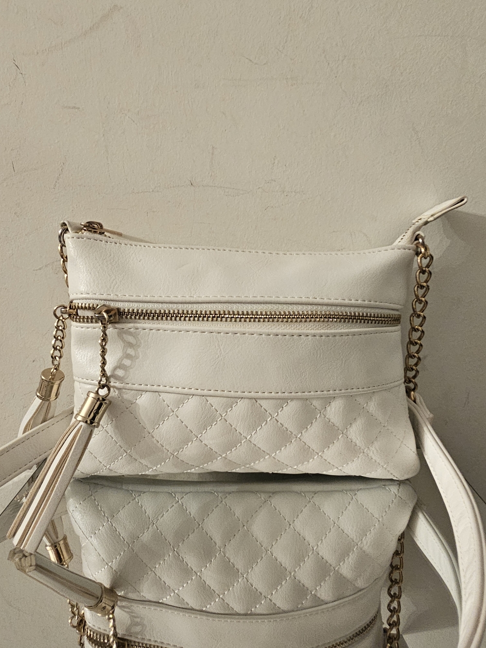 Call It Spring Ivory Quilted Crossbody Bag with Gold Hardware - Picture 3 of 5